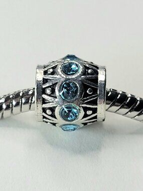 New For Pandora Charm Bracelets Silver Blue Rhinestones Barrel Single Charm